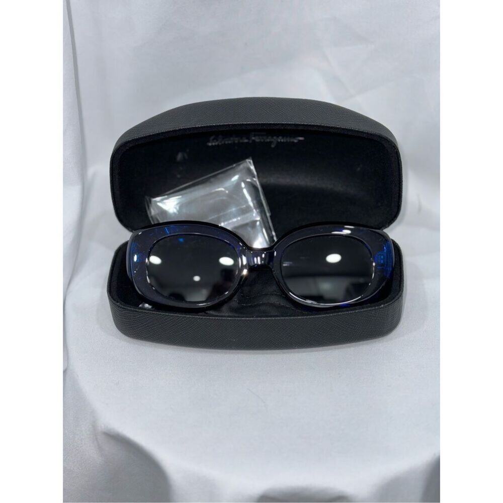 Blue Rounded Rectangle Sunglasses With Case | Sz … - image 5